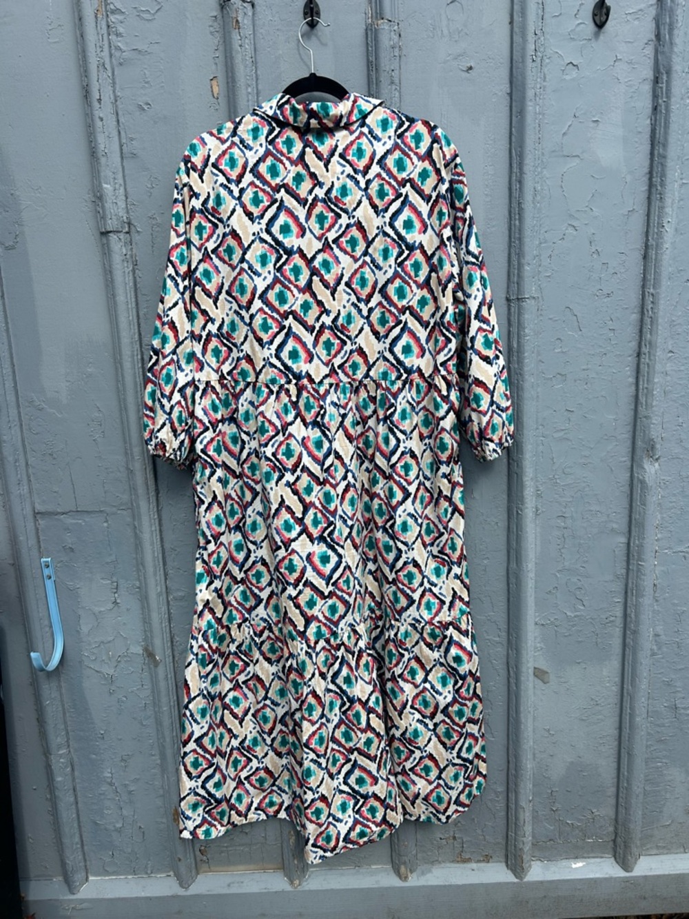 Anthropologie Maeve Bettina Tiered Geometric Shirt dress, size L, - Picture 4 of 11